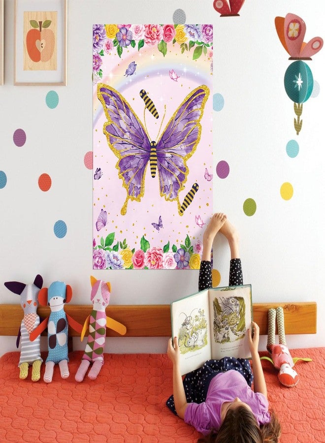 Lemicin Pin The Tail on The Butterfly With 32 Pcs Tails, Large Purple Butterfly Party Games with Spring Flowers Poster for Kids Boys Girls Birthday Carnival Classroom Activities Wall Decorations - Image 4